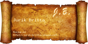 Jurik Britta névjegykártya
